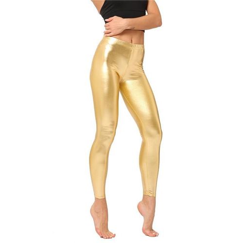 NewL Women Shiny Metallic Sports Leggings Bright Pencil Pant Fitness Fashion  Jeggings Candy Color Trousers, Gold, S : : Clothing, Shoes &  Accessories