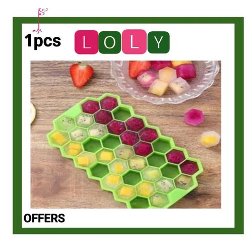 product_image_name-Generic-صينية مكعبات الثلج السيليكونية مع غطاء - شكل خلية - 37 مكعب-1