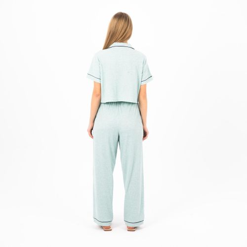 product_image_name-Zecotex-Women’s Classic Cotton Pajama Set / Short Sleeve Button-Down Top & Full-Length Pants / Soft & Comfortable Summer Sleepwear-6