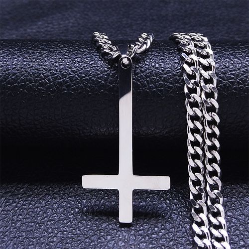 Stainless Steel Inverted Cross Pendant for Men Upside Down Cross Necklace  $0.99