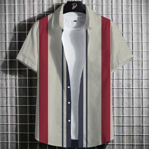 Generic 2023 Hawaiian Stripe Shirts For Summer Men Oversized Sale