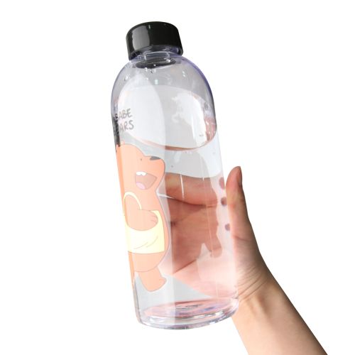 Cute Panda Bear Cup 1000ml Water Bottles with Straw Transparent Cartoon  Drink Bottle Drinkware Frosted Leak