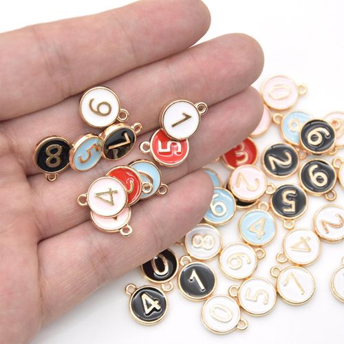 Number Enamel Pendant, Enamel Number Charms, Number Pendant Round