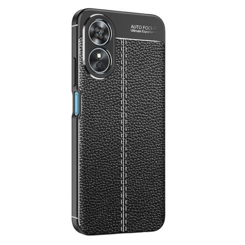 product_image_name-Generic-غطاء هاتف أوبو A17 4G - مصنوع من ألياف الكربون مع نمط ليتشي - مضاد للانزلاق، رقيق ومضاد للصدمات - حماية متينة باللون الأسود-2