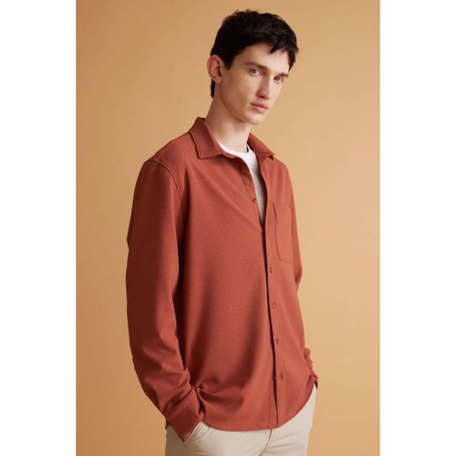 product_image_name-Defacto-Man Polo Neck Regular Fit Long Sleeve Shirt - Lt.Brown-2