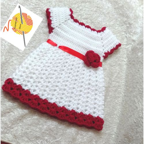 Buy Baby Crochet Dress- White- Red in Egypt