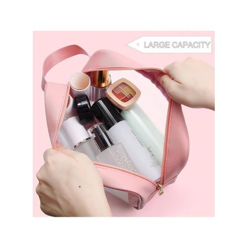 product_image_name-Generic-Shein Toiletry Bags - Waterproof Cosmetic Laundry Bag Zipper Makeup For Women And Girls 3 Pieces Travel & Holiday Accessories PVC plastic and eco-friendly polyurethane leather Transparent (Pink)-4