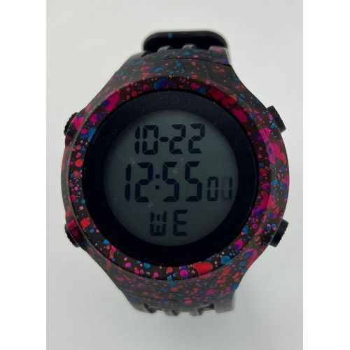 product_image_name-Generic-Digital Sports Watch – Black Case with Color Splash Design, LED Display, Water-Resistant, Unisex Casual Watch-2