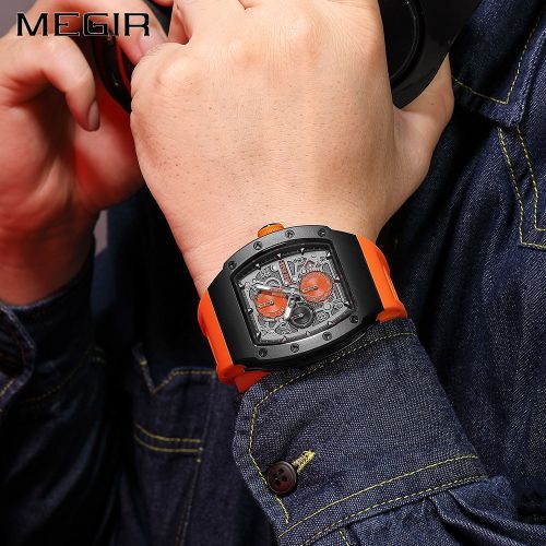 Megir Watches For Men Sports Quartz Tonneau Dial Clock 8411 Orange Best Price Online Jumia Egypt