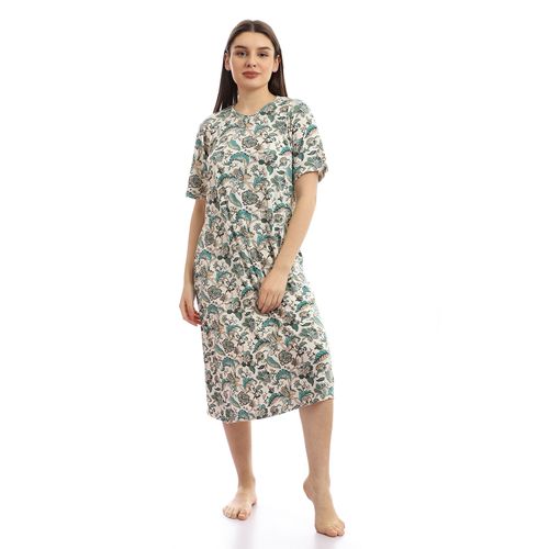 Buy Shorto Nightgown Floral Pattern- 2450- Turquoise in Egypt