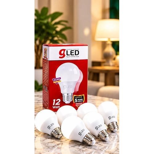 Generic عرض 6 لمبات LED 12 وات بقاعدة E27 وإضاءة بيضاء – شكل A60 - image 2