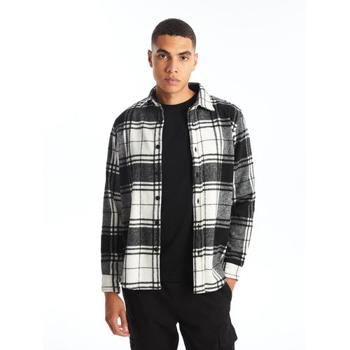 Regular Fit Long Sleeve Plaid Gabardine Men's Shirt