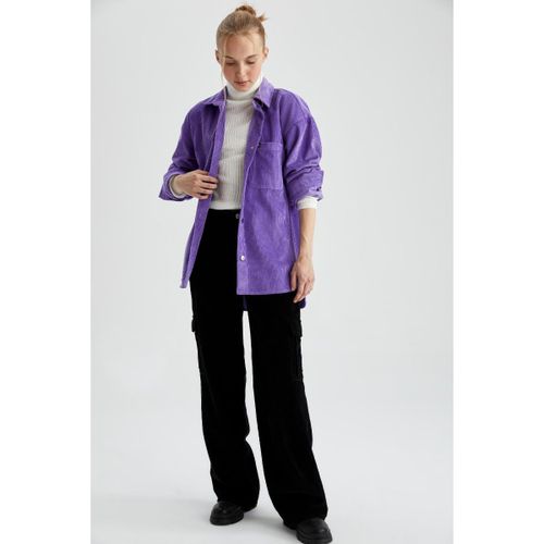 product_image_name-Defacto-Woman Cargo Pocket Wide Leg Velvet Cotton Trousers-4