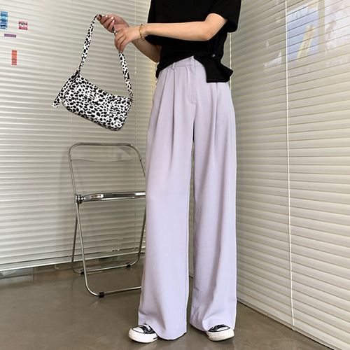 Women's Wide Leg Pants Fashion Purple Loose Female Trousers Casual