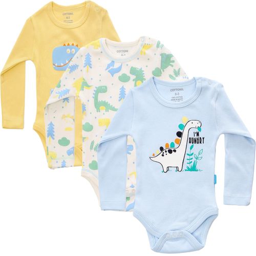 اشتري Cottonil Bundle Of Three Long Sleeves Snap Closure Bodysuit في مصر