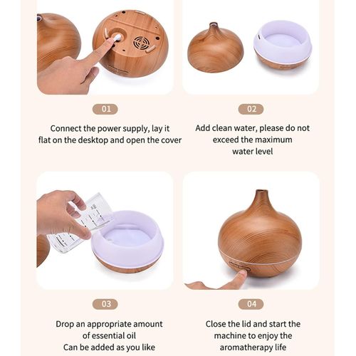 product_image_name-Generic-فواحه فازة موزع روائح محمول بمنفذ USB - مرطب بالموجات فوق الصوتية مع ضوء ليد ليلي، موزع زيوت عطرية عصري وهادئ للغاية للمنزل والمكتب والحضانة 550 مل-4