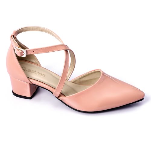 Buy Heeled Leather Shoes - Pink - (shiny Shoes) in Egypt