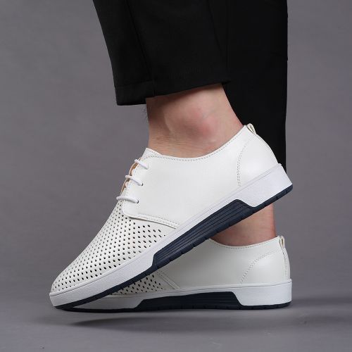 Buy Men Hollow Out Leather Shoes Male Casual Big Size White in Egypt