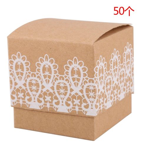 Generic 50 Kraft Paper Candy Box with white lace design wedding souvenirs @  Best Price Online