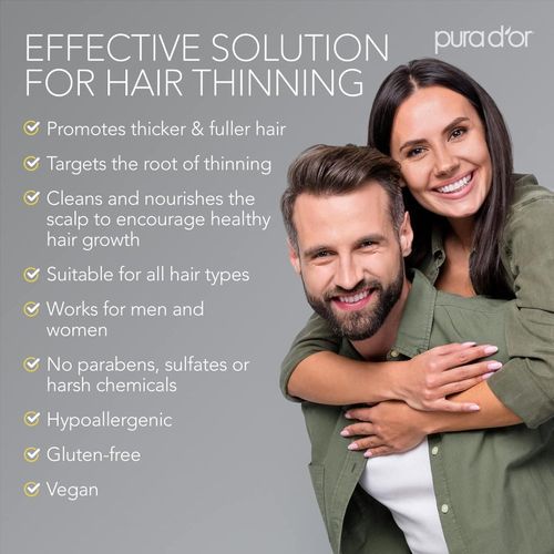 product_image_name-Pura Dor-16 Oz Original Gold Label Anti-Thinning Biotin Shampoo Natural Earthy Scent, CLINICALLY TESTED Effective Results, Herbal DHT Blocker Hair Thickening Products, Women & Men, Color Treated Hair -5