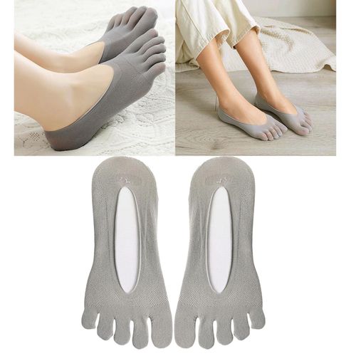 Generic Women FIVE FINGER SOCKS With Silicone Pad Toe Sock Invisible Low  Gray @ Best Price Online