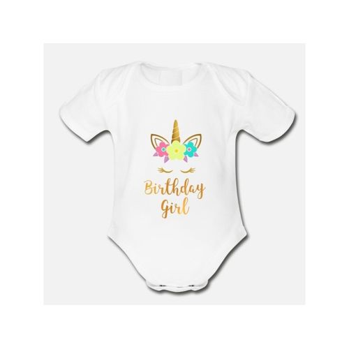 Buy Unicorn Birthday Girl Romantic Birthday Gift Gold Organic Short Sleeve Baby Bodysuit in Egypt