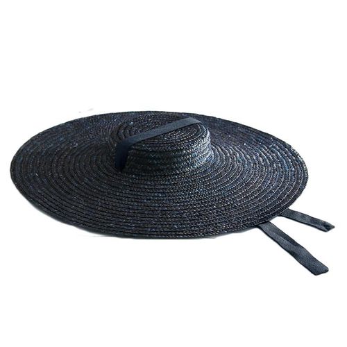 Fashion 15cm Wide Brim Straw Hat Flat Top Summer Beach Hats for