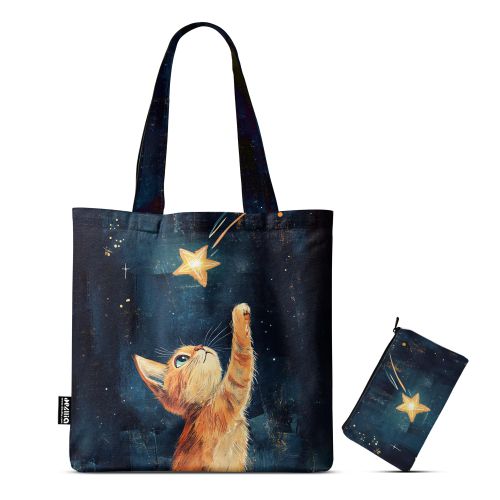 product_image_name-Dezllia-شنطة توتي باج عصرية مطبوعة بتصميم مميز - Size 38 * 40 Cm - مع حقيبة صغيرة - Dreamy Kitty TB/720-1