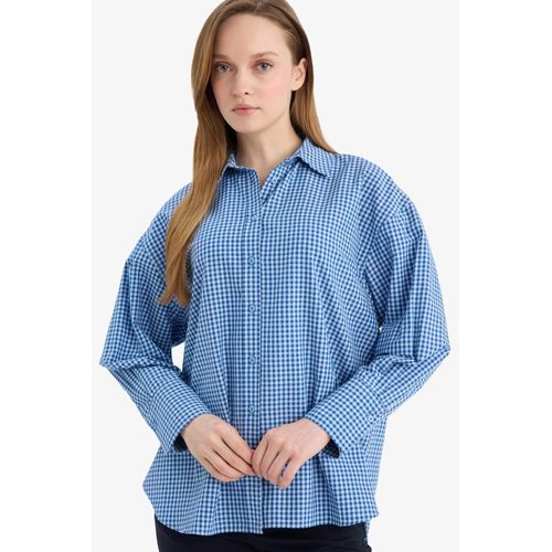 product_image_name-Defacto-تونيك كاروهات كم طويل بوبلين قصة عادية-3