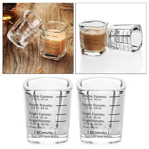 [JOEFREX] Espresso Shot Glasses - 2 Pack - espresso shot glass measure -  2oz - Espresso shot glasses set of 2 - Espresso shot glasses barista 