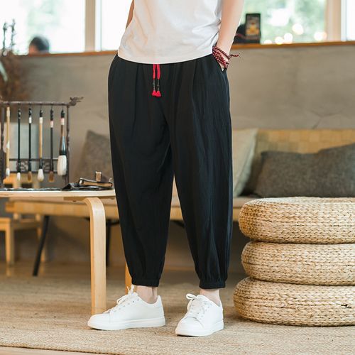 Men Trousers Casual Pants Sweatpants Jogger Fashion Design Embroidery Korean  Style Baggy Wide-leg Pants,Black,4XL : : Fashion