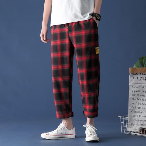 Men's Fashion Plaid Pants Red & Burgundy - Etsy