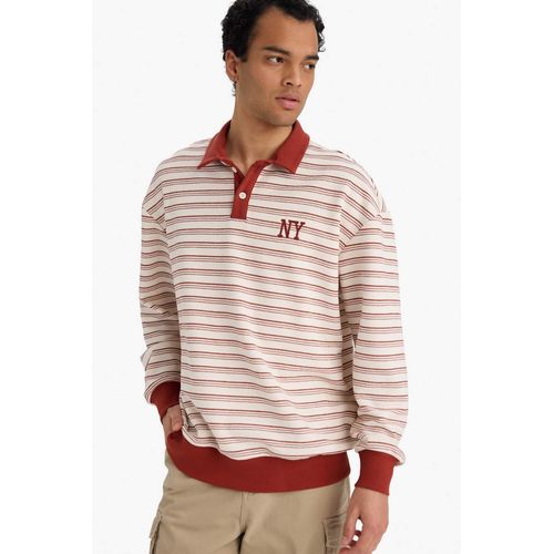 product_image_name-Defacto-سويت شيرت مطبوع مخطط بياقة بولو بقصة واسعة-1