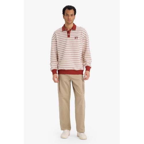 product_image_name-Defacto-سويت شيرت مطبوع مخطط بياقة بولو بقصة واسعة-4