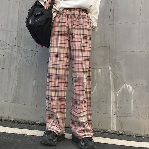 Pink Check Slim Pant  Womens Pants  Motto Fashions