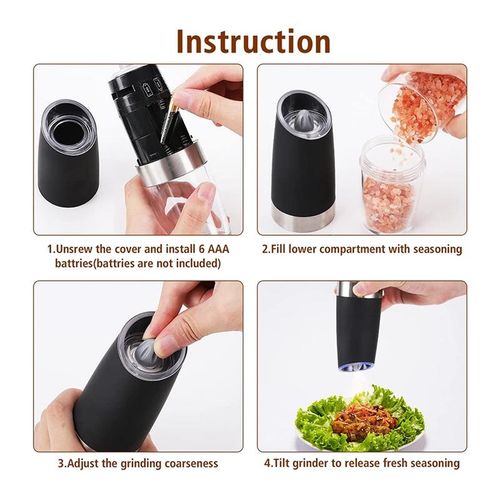 Dropship Gravity Electric Pepper And Salt Grinder Set; Adjustable