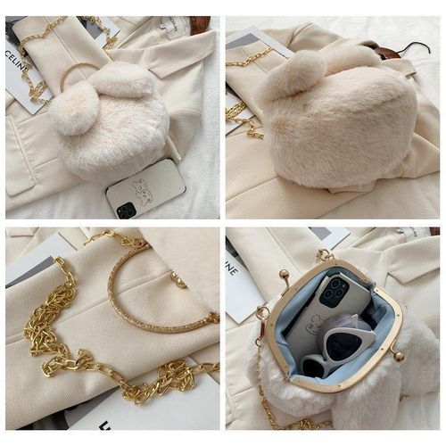 product_image_name-Generic-حقيبة كتف ويد نسائية لطيفة بتصميم أنيق، حقيبة كتف للتسوق والحياة اليومية مع حزام سلسلة ذهبية قابل للتعديل، دائرية على شكل أذن قطة.-2