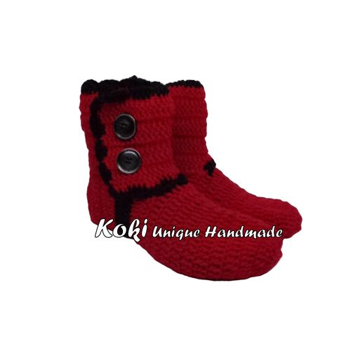 Buy Koki Unique Handmade Crochet Boots - Red And Black in Egypt