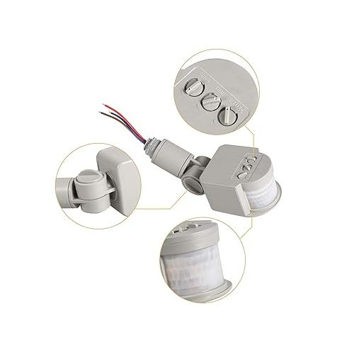 product_image_name-Generic-مفتاح إضاءة، مستشعر حركة دوار 180 درجة، 220 فولت 12 فولت، كاشف حركة تلقائي، مستشعر PIR بالأشعة تحت الحمراء - (اللون: أبيض، الجهد الكهربي: 220 فولت)-2