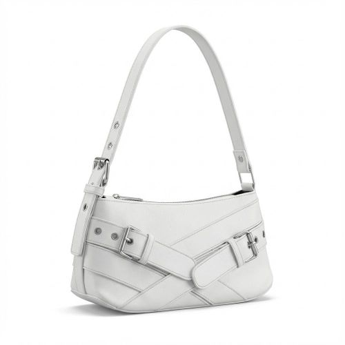 product_image_name-Generic-حقيبة كتف بيضاء أنيقة للنساء، تتميز بتصميم أنيق مع مشابك معدنية فضية وحزام قابل للتعديل لحمل واستخدام يومي بسهولة.-7