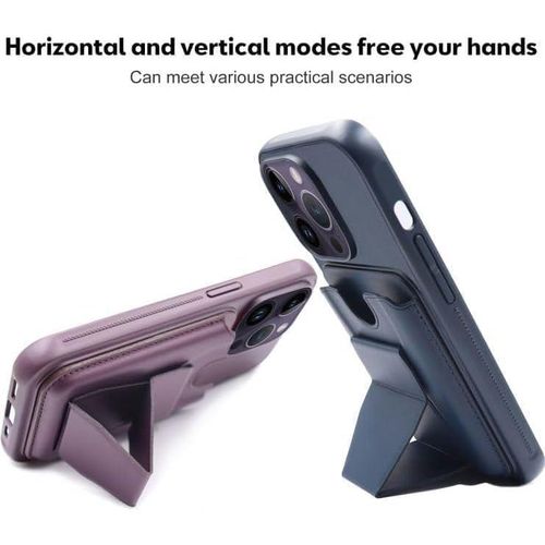 product_image_name-Generic- حافظة جلدية من 3 ام ستور متوافقة مع ايفون 13/14 من الجلد المقاوم للصدمات مع حامل مدمج من جلد البولي يوريثين لمظهر انيق وقبضة مريحة (اسود) -3