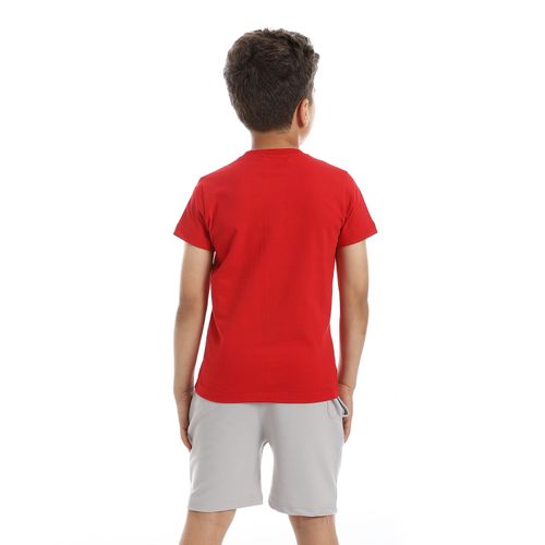 Andora Solid Pattern Cotton Pajama Set - Red & Grey - image 4