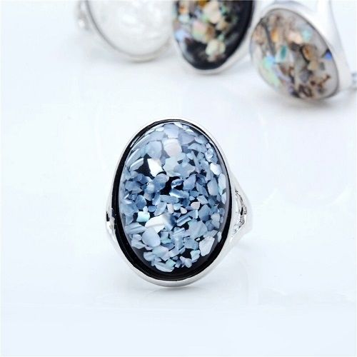 اشتري No Brand Crystal Women Ring - Blue & Silver في مصر