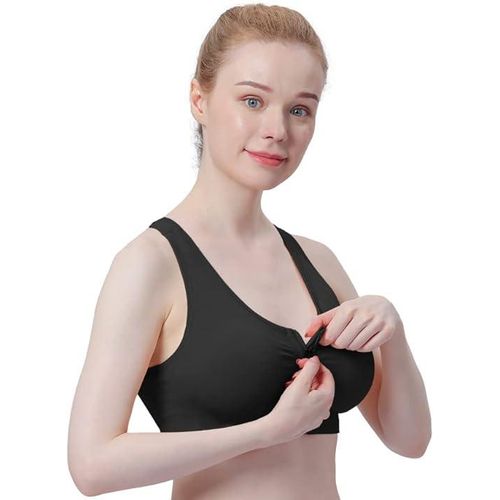 Generic Women's Zip Front Sports Bra Wireless Post-Surgery Bra Active Yoga Sports  Bras @ Best Price Online