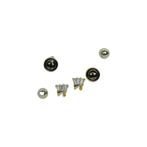 product_image_name-3Diamonds-Women's Modern Earring Set, 3 Pairs - Multicolor-1