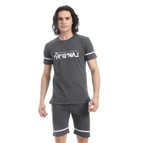 product_image_name-Caesar-بيجامة قطنية للرجال من قيصر - مجموعة من قطعتين بأكمام نصفية-1