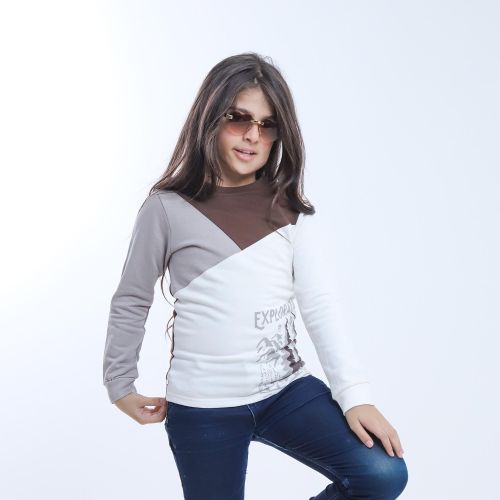 product_image_name-Bebo-Girls' printed long-sleeved t-shirt_White & Brown-3