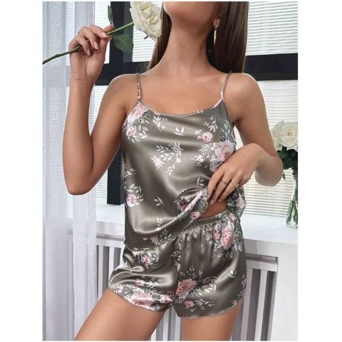 Floral Print Satin Cami Top & Shorts PJ Set