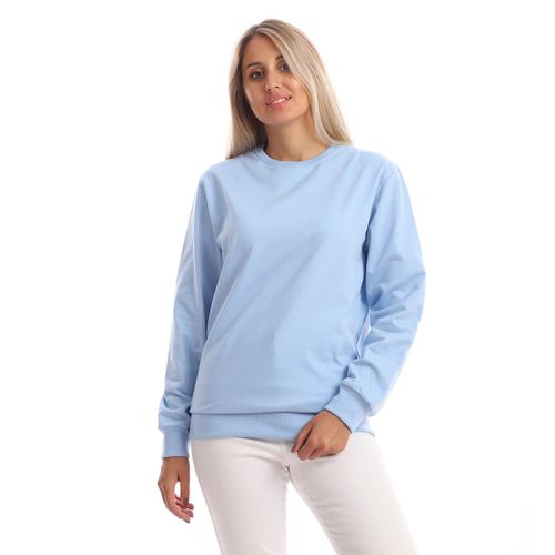 Buy Izor Basic Solid Fleece Sweatshirt - Baby Blue in Egypt