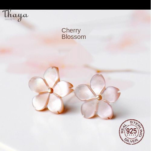 Generic Thaya S925 Sterling Silver Earrings Cherry Blossom